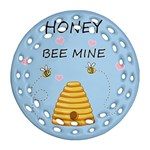 Bee mine Valentines day Ornament (Round Filigree) Front