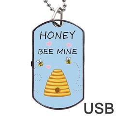 Bee Mine Valentines Day Dog Tag Usb Flash (one Side) by Valentinaart