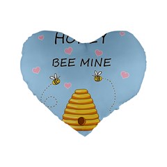 Bee Mine Valentines Day Standard 16  Premium Heart Shape Cushions by Valentinaart