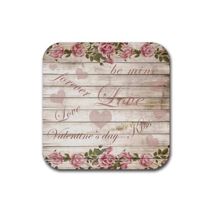 Vintage chihuahua - Valentines day Rubber Coaster (Square) 