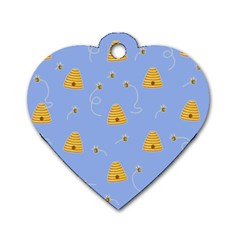 Bee Pattern Dog Tag Heart (one Side) by Valentinaart