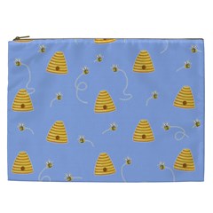 Bee Pattern Cosmetic Bag (xxl)  by Valentinaart