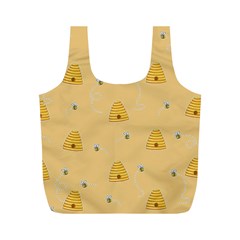 Bee Pattern Full Print Recycle Bags (m)  by Valentinaart