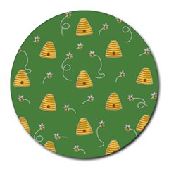 Bee Pattern Round Mousepads by Valentinaart