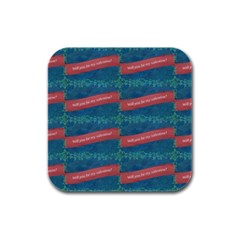 Valentine Day Pattern Rubber Square Coaster (4 Pack)  by dflcprints