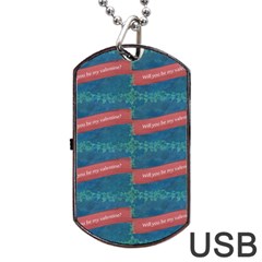 Valentine Day Pattern Dog Tag Usb Flash (two Sides) by dflcprints