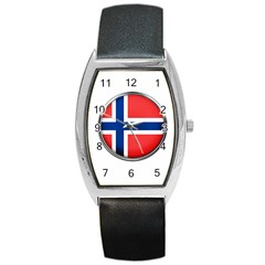 Norway Country Nation Blue Symbol Barrel Style Metal Watch by Nexatart