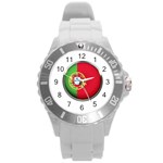 Portugal Flag Country Nation Round Plastic Sport Watch (L) Front