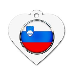 Slovenia Flag Mountains Country Dog Tag Heart (one Side) by Nexatart