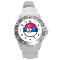 Serbia Flag Icon Europe National Round Plastic Sport Watch (l) by Nexatart