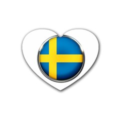 Sweden Flag Country Countries Rubber Coaster (heart)  by Nexatart
