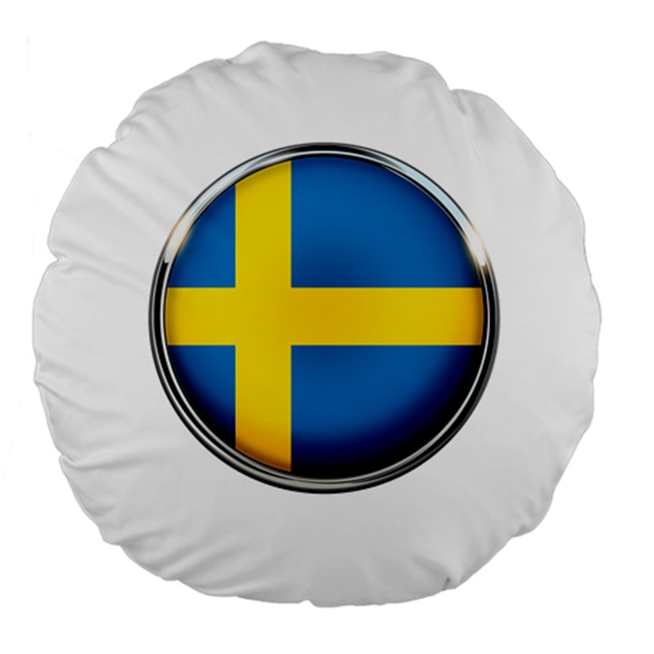Sweden Flag Country Countries Large 18  Premium Flano Round Cushions