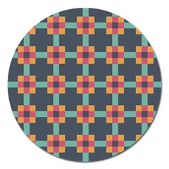 Squares Geometric Abstract Background Magnet 5  (round)