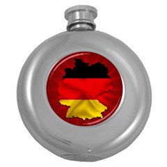 Germany Map Flag Country Red Flag Round Hip Flask (5 Oz) by Nexatart