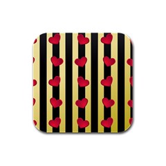 Love Heart Pattern Decoration Abstract Desktop Rubber Square Coaster (4 Pack)  by Nexatart