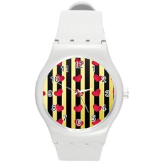 Love Heart Pattern Decoration Abstract Desktop Round Plastic Sport Watch (m) by Nexatart