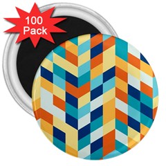 Geometric Retro Wallpaper 3  Magnets (100 Pack) by Nexatart