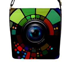 Lens Photography Colorful Desktop Flap Messenger Bag (l)  by Nexatart