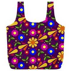 Flower Pattern Illustration Background Full Print Recycle Bags (l) 