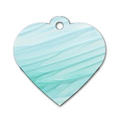 Blue Texture Seawall Ink Wall Painting Dog Tag Heart (one Side) by Nexatart