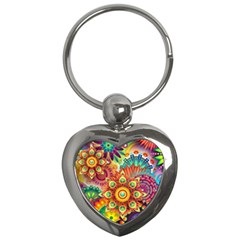 Colorful Abstract Background Colorful Key Chains (heart) 