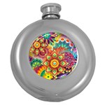 Colorful Abstract Background Colorful Round Hip Flask (5 oz) Front