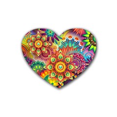 Colorful Abstract Background Colorful Rubber Coaster (Heart) 