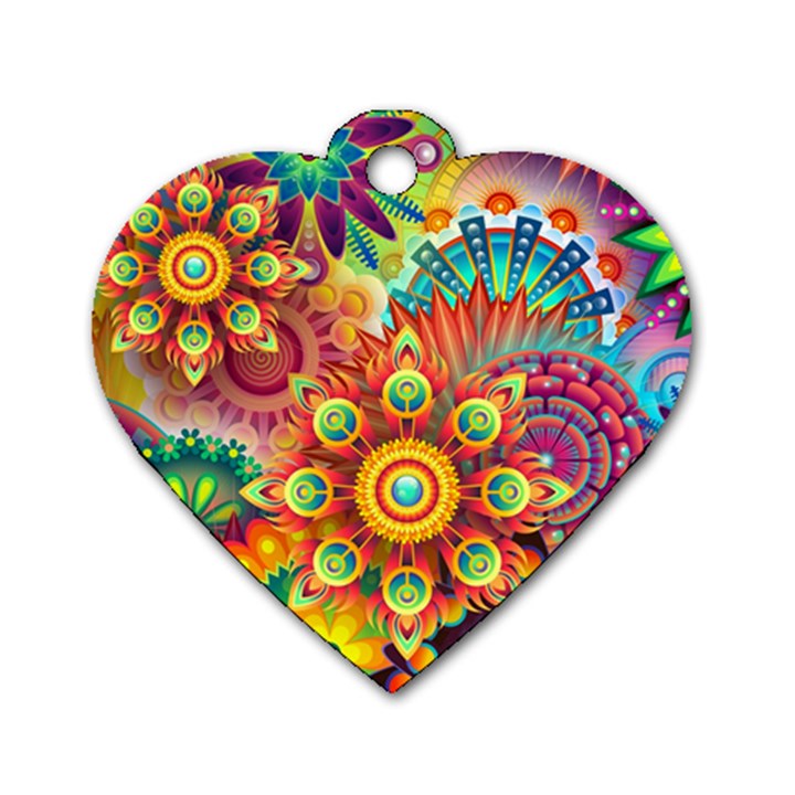 Colorful Abstract Background Colorful Dog Tag Heart (Two Sides)