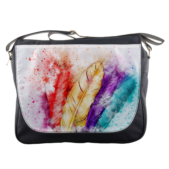 Feathers Bird Animal Art Abstract Messenger Bags