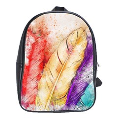 Feathers Bird Animal Art Abstract School Bag (xl)