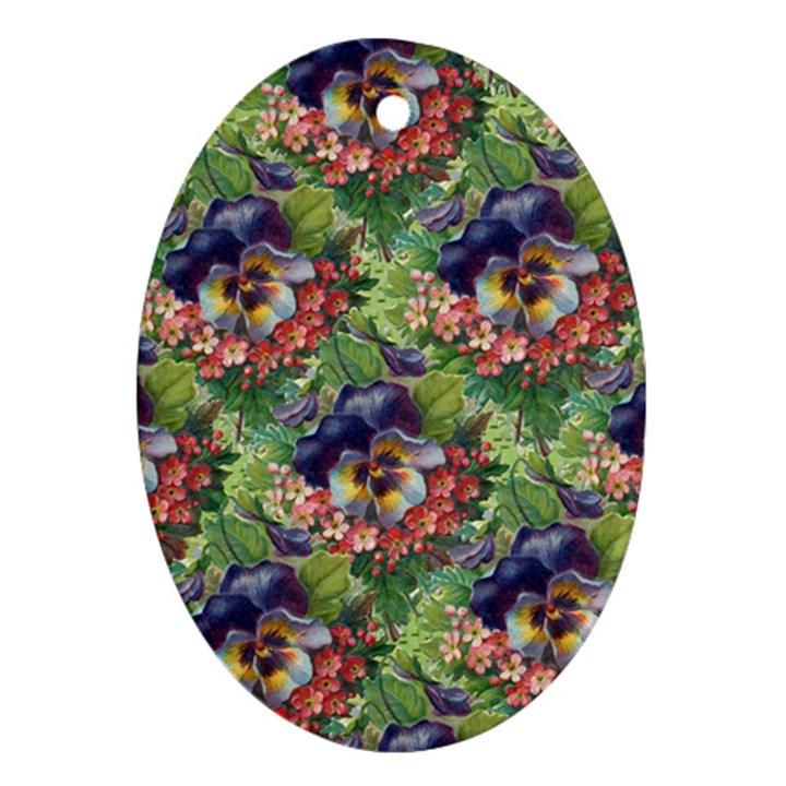 Background Square Flower Vintage Oval Ornament (Two Sides)