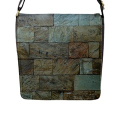 Wall Stone Granite Brick Solid Flap Messenger Bag (l)  by Nexatart