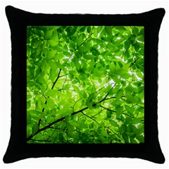 Green Wood The Leaves Twig Leaf Texture Throw Pillow Case (black) by Nexatart