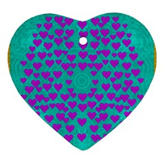 Raining Love And Hearts In The  Wonderful Sky Heart Ornament (two Sides) by pepitasart