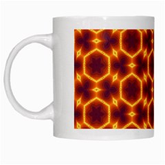 Black And Orange Diamond Pattern White Mugs by Fractalsandkaleidoscopes