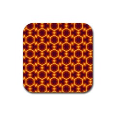 Black And Orange Diamond Pattern Rubber Square Coaster (4 Pack)  by Fractalsandkaleidoscopes