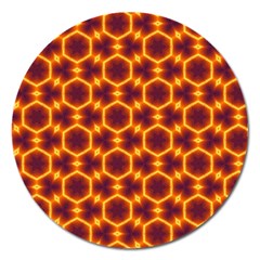 Black And Orange Diamond Pattern Magnet 5  (round)