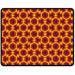 Black And Orange Diamond Pattern Fleece Blanket (medium)  by Fractalsandkaleidoscopes