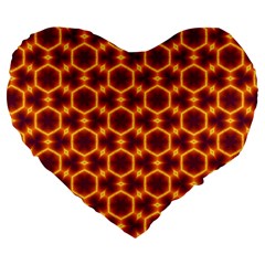 Black And Orange Diamond Pattern Large 19  Premium Flano Heart Shape Cushions by Fractalsandkaleidoscopes