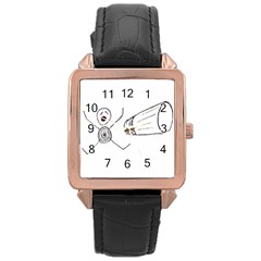 Violence Concept Drawing Illustration Small Rose Gold Leather Watch 