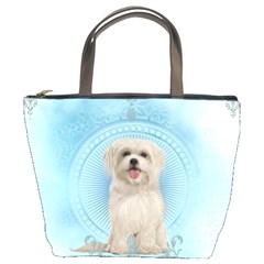 Cute Little Havanese Puppy Bucket Bags by FantasyWorld7