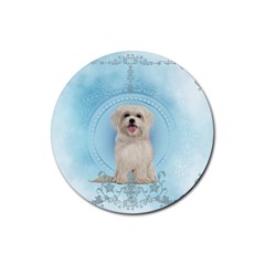 Cute Little Havanese Puppy Rubber Round Coaster (4 Pack)  by FantasyWorld7