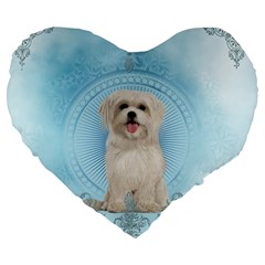 Cute Little Havanese Puppy Large 19  Premium Flano Heart Shape Cushions by FantasyWorld7