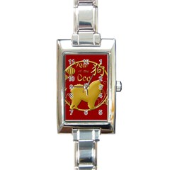 Year Of The Dog - Chinese New Year Rectangle Italian Charm Watch by Valentinaart