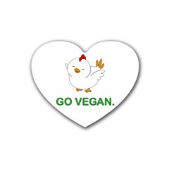 Go Vegan - Cute Chick  Rubber Coaster (heart)  by Valentinaart