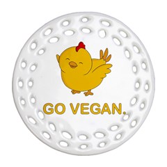 Go Vegan - Cute Chick  Ornament (round Filigree) by Valentinaart