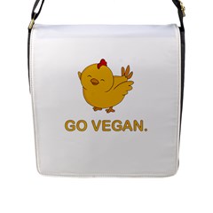 Go Vegan - Cute Chick  Flap Messenger Bag (l)  by Valentinaart