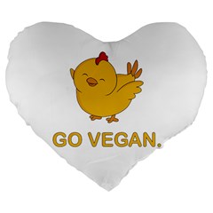 Go Vegan - Cute Chick  Large 19  Premium Flano Heart Shape Cushions by Valentinaart