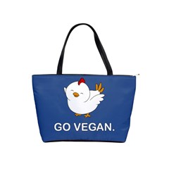 Go Vegan - Cute Chick  Shoulder Handbags by Valentinaart