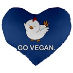 Go Vegan - Cute Chick  Large 19  Premium Heart Shape Cushions Back